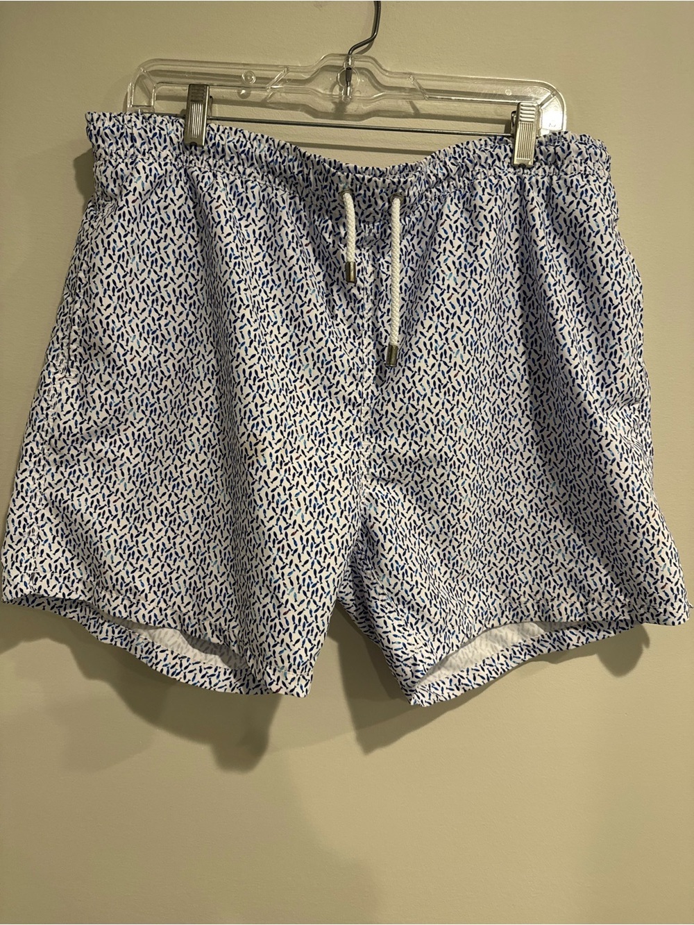 Bertigo Men's White & Blue Printed Swim Trunks - XXL